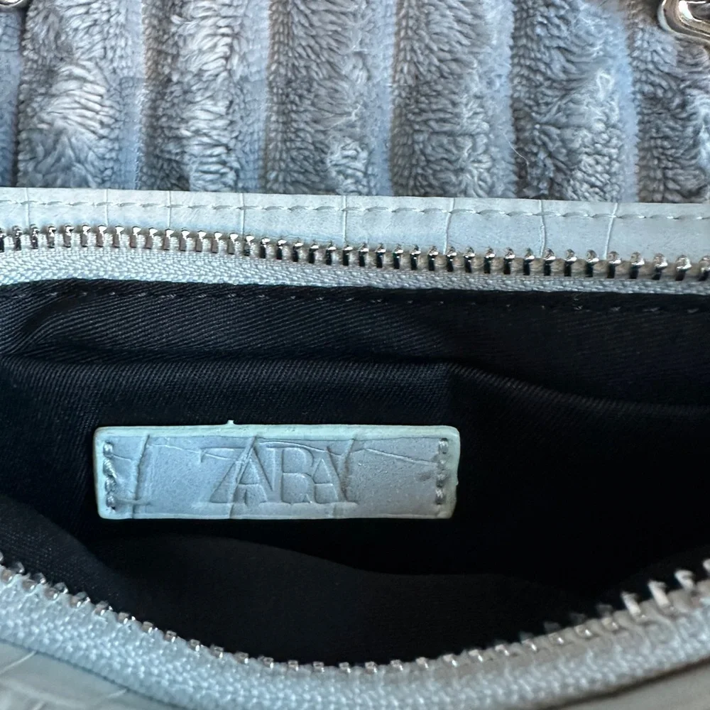Zara Grey Croc pattern Silver Chain Shoulder Hand Bag